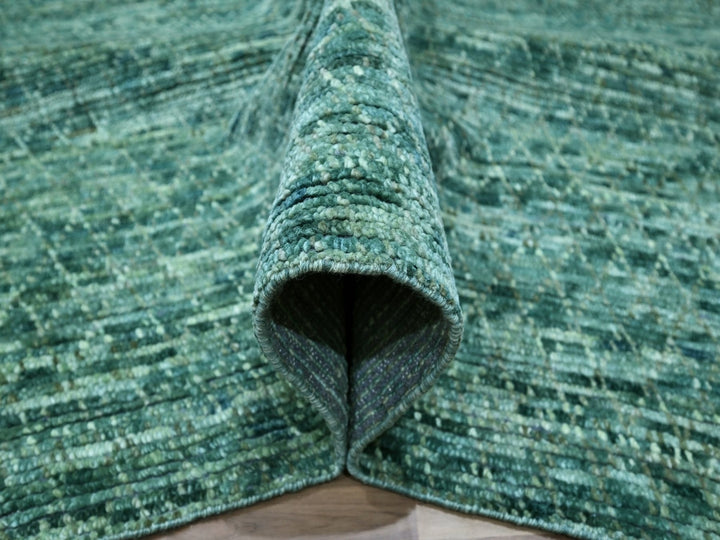 10'4" x 14'2" New Hand Knotted Green Wool Rectangle Oriental Rug - MOA10276842
