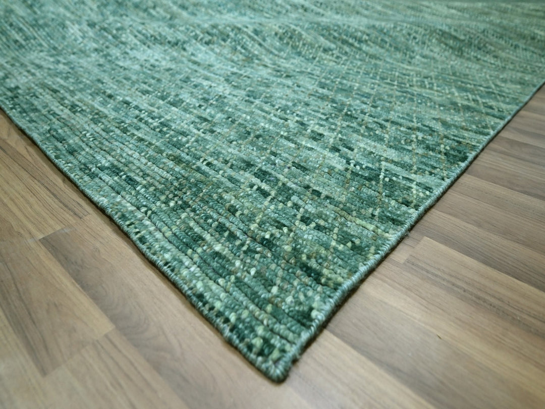 10'4" x 14'2" New Hand Knotted Green Wool Rectangle Oriental Rug - MOA10276842