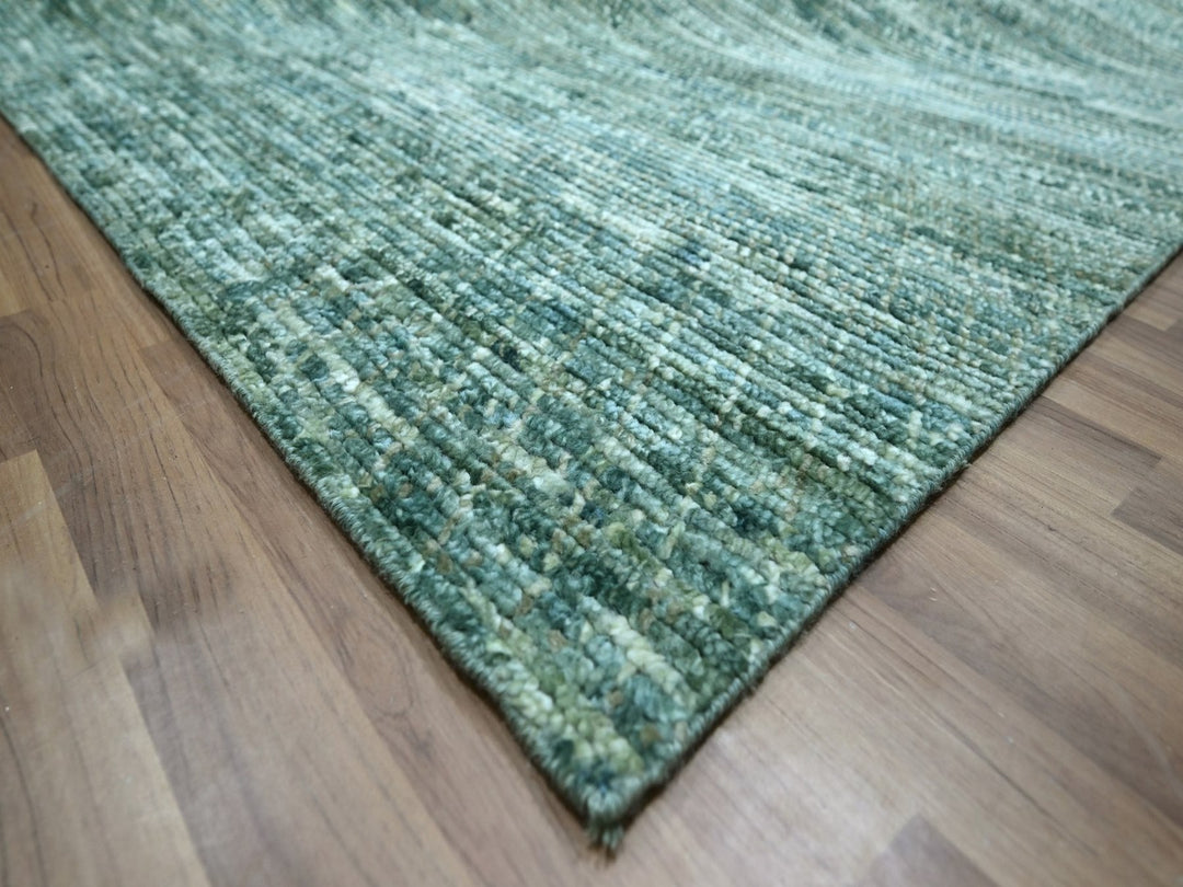 12'1" x 15'2" New Hand Knotted Green Wool Rectangle Oriental Rug - MOA10276844