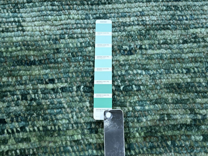 12'1" x 15'2" New Hand Knotted Green Wool Rectangle Oriental Rug - MOA10276844