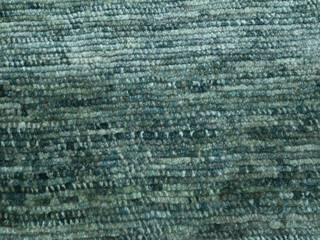 12'1" x 15'2" New Hand Knotted Green Wool Rectangle Oriental Rug - MOA10276844