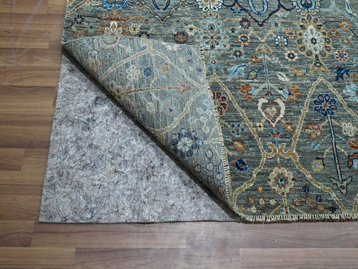 12'2" x 15'3" New Hand Knotted Green Wool Rectangle Oriental Rug - MOA10276846