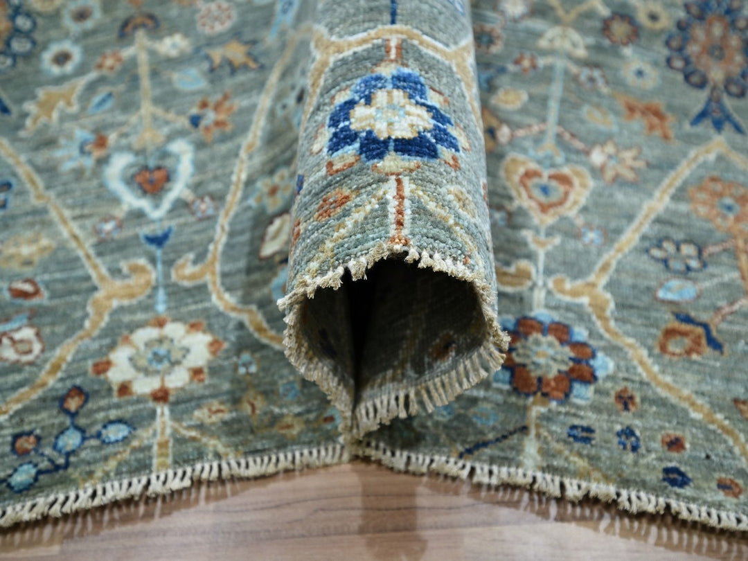 12'2" x 15'3" New Hand Knotted Green Wool Rectangle Oriental Rug - MOA10276846