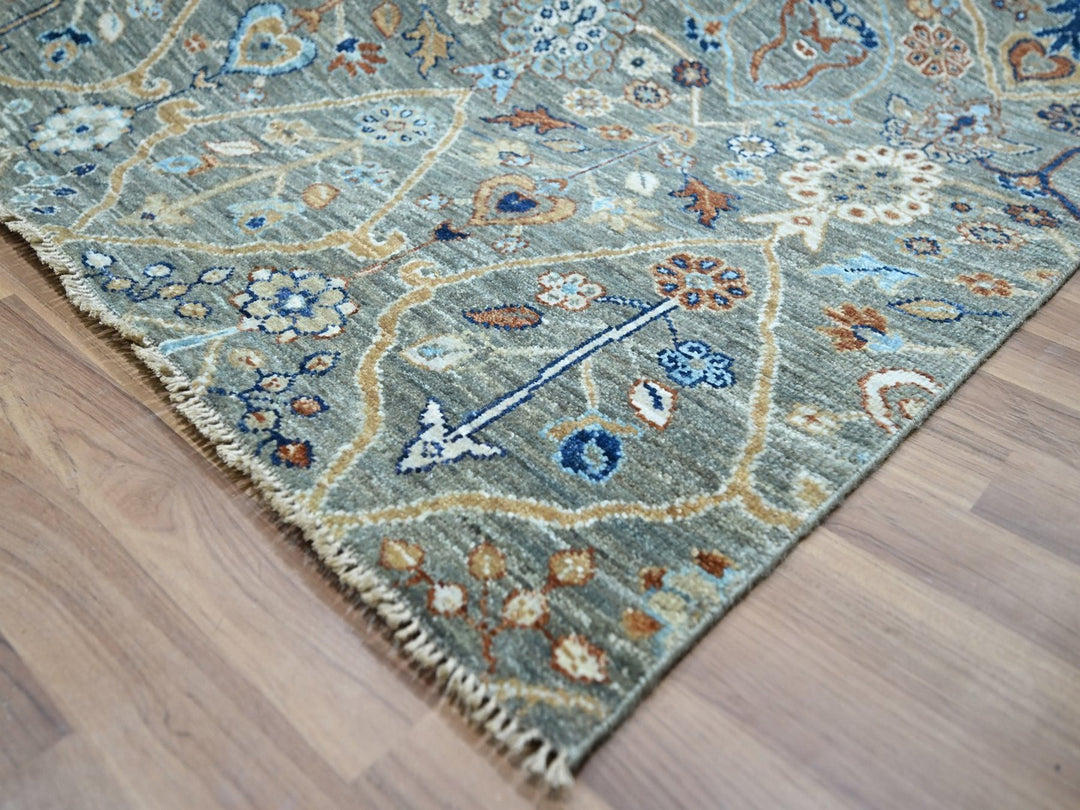 12'2" x 15'3" New Hand Knotted Green Wool Rectangle Oriental Rug - MOA10276846