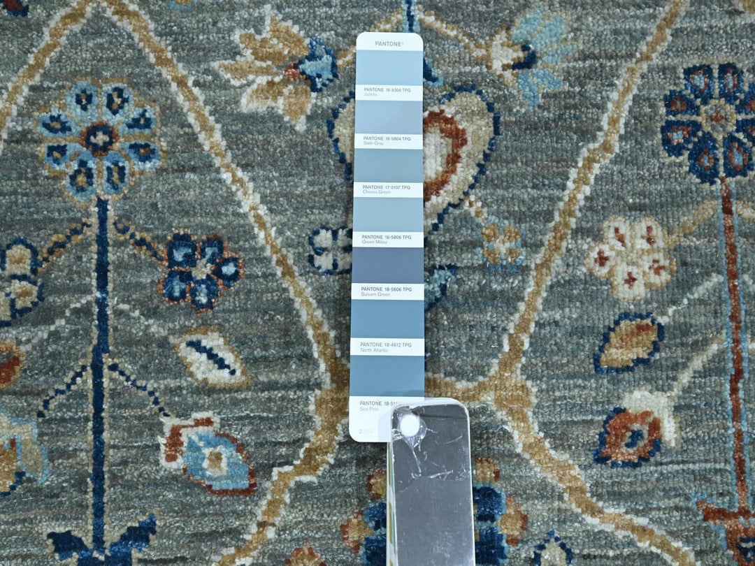 12'2" x 15'3" New Hand Knotted Green Wool Rectangle Oriental Rug - MOA10276846