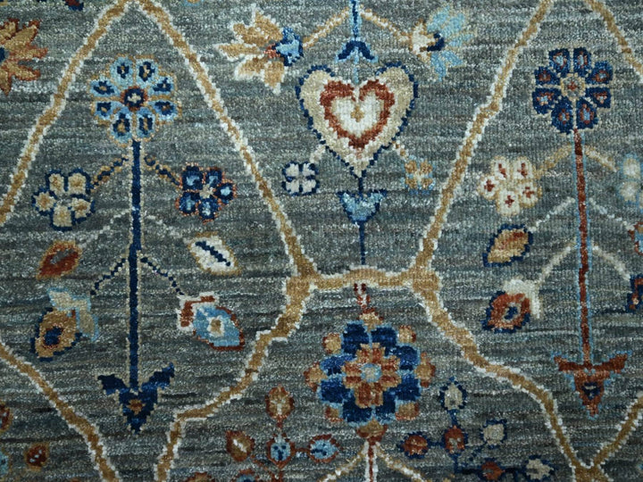 12'2" x 15'3" New Hand Knotted Green Wool Rectangle Oriental Rug - MOA10276846