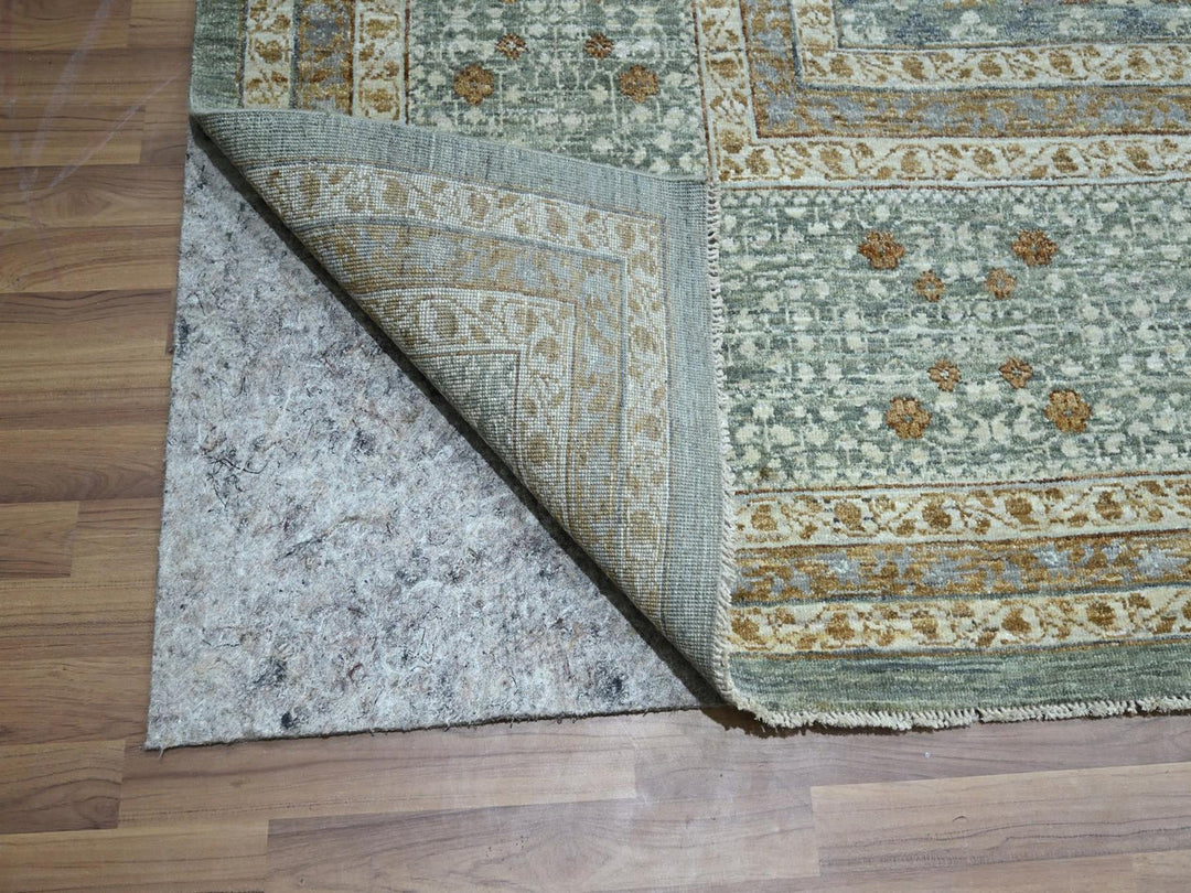 12'0" x 14'10" New Hand Knotted Green Wool Rectangle Oriental Rug - MOA10276847