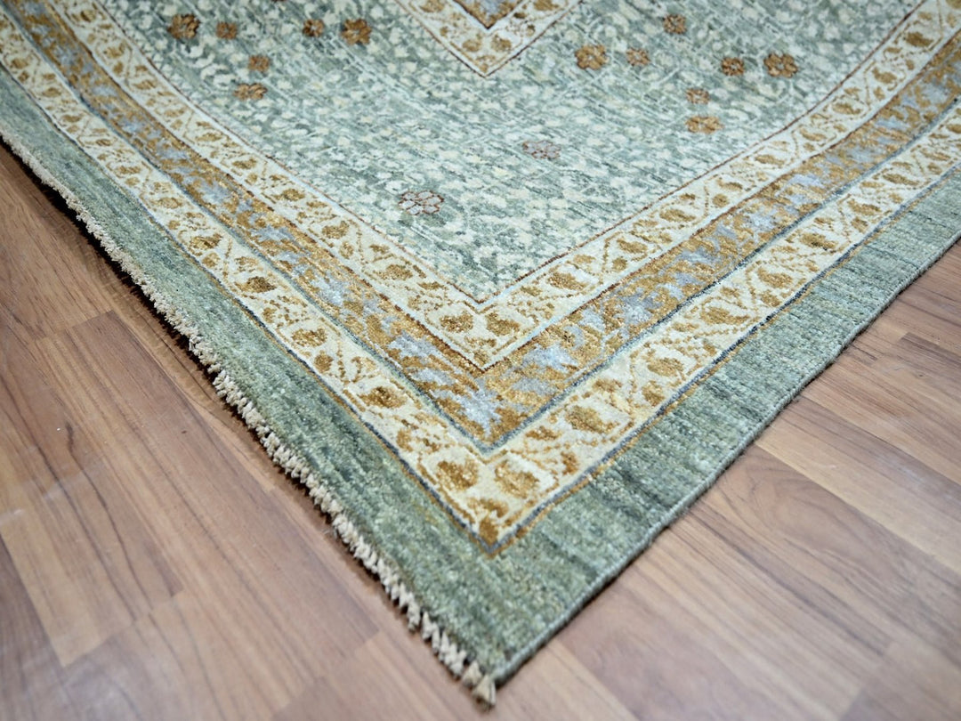 12'0" x 14'10" New Hand Knotted Green Wool Rectangle Oriental Rug - MOA10276847