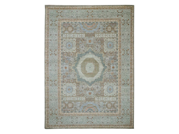 10'0" x 14'0" New Hand Knotted Green Wool Rectangle Oriental Rug - MOA10276848