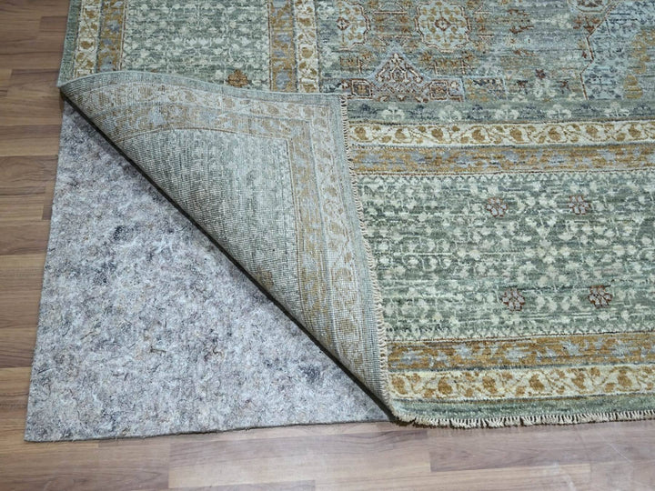 10'0" x 14'0" New Hand Knotted Green Wool Rectangle Oriental Rug - MOA10276848