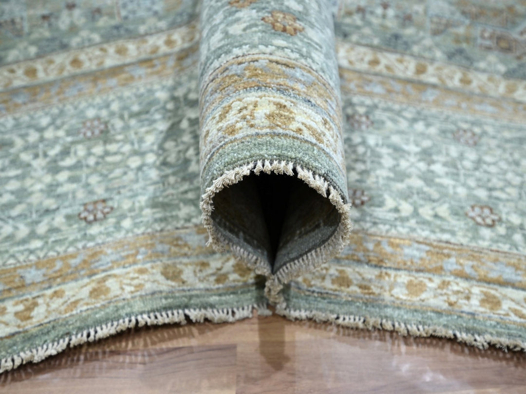 10'0" x 14'0" New Hand Knotted Green Wool Rectangle Oriental Rug - MOA10276848