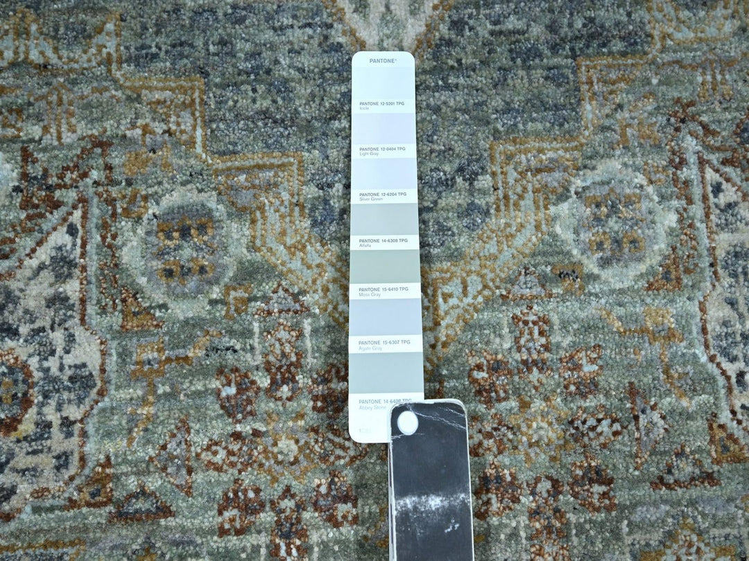 10'0" x 14'0" New Hand Knotted Green Wool Rectangle Oriental Rug - MOA10276848