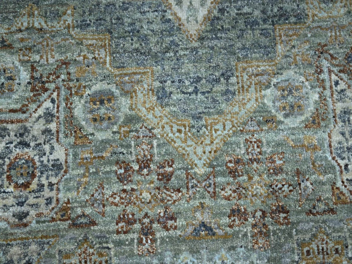 10'0" x 14'0" New Hand Knotted Green Wool Rectangle Oriental Rug - MOA10276848