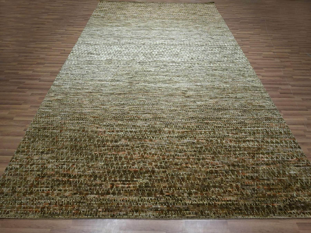 10'4" x 14'0" New Hand Knotted Brown Wool Rectangle Oriental Rug - MOA10276849