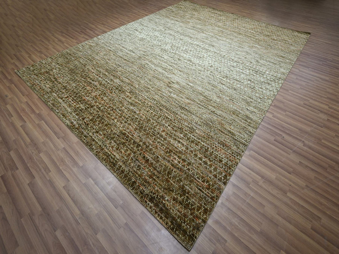 10'4" x 14'0" New Hand Knotted Brown Wool Rectangle Oriental Rug - MOA10276849