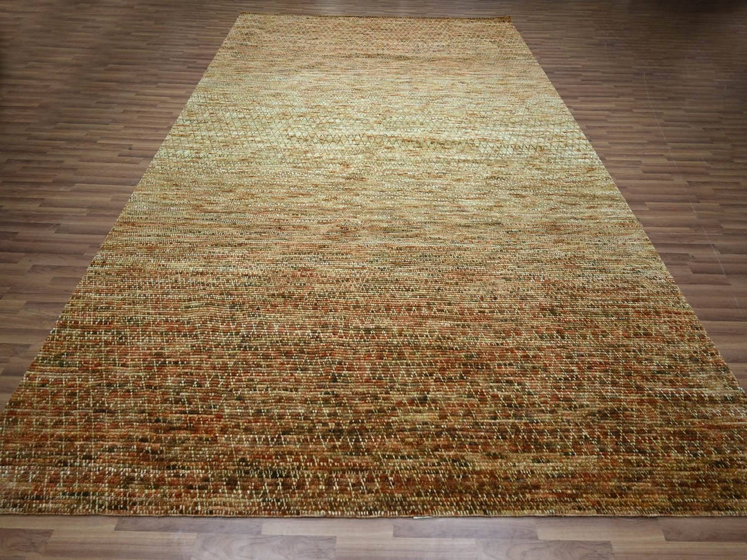 10'4" x 13'11" New Hand Knotted Brown Wool Rectangle Oriental Rug - MOA10276850