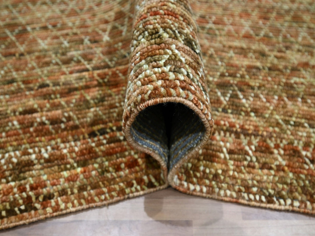 10'4" x 13'11" New Hand Knotted Brown Wool Rectangle Oriental Rug - MOA10276850