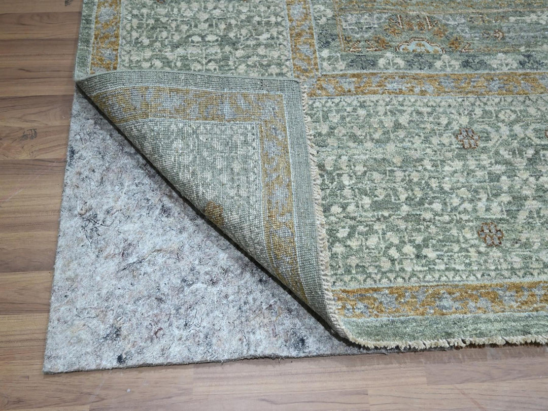 9'0" x 12'0" New Hand Knotted Green Wool Rectangle Oriental Rug - MOA10276851