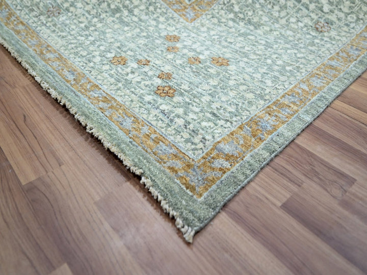 9'0" x 12'0" New Hand Knotted Green Wool Rectangle Oriental Rug - MOA10276851