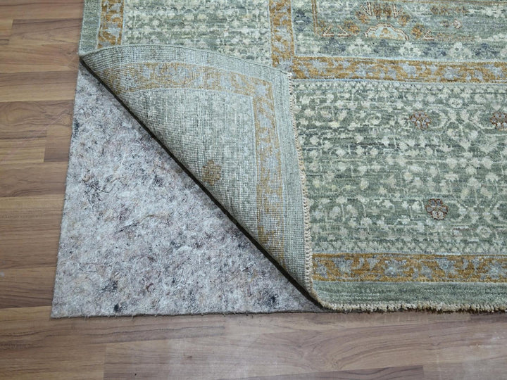8'11" x 12'2" New Hand Knotted Green Wool Rectangle Oriental Rug - MOA10276853