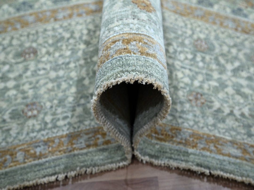 8'11" x 12'2" New Hand Knotted Green Wool Rectangle Oriental Rug - MOA10276853