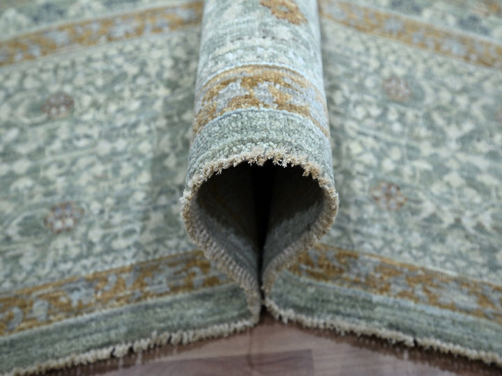 8'11" x 12'2" New Hand Knotted Green Wool Rectangle Oriental Rug - MOA10276853