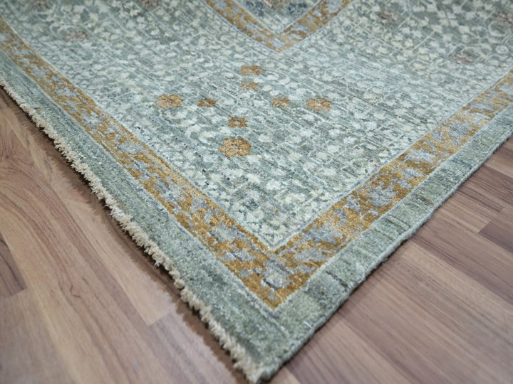 8'11" x 12'2" New Hand Knotted Green Wool Rectangle Oriental Rug - MOA10276853