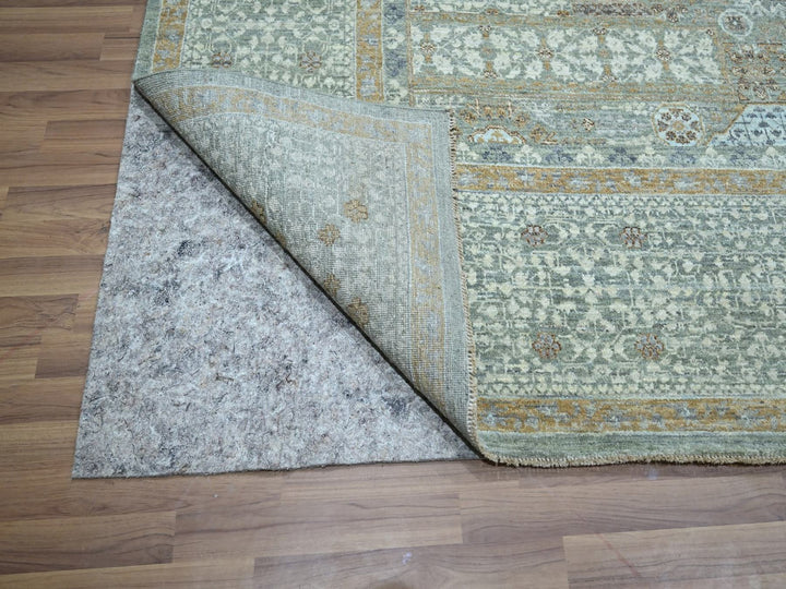 8'10" x 12'3" New Hand Knotted Green Wool Rectangle Oriental Rug - MOA10276854