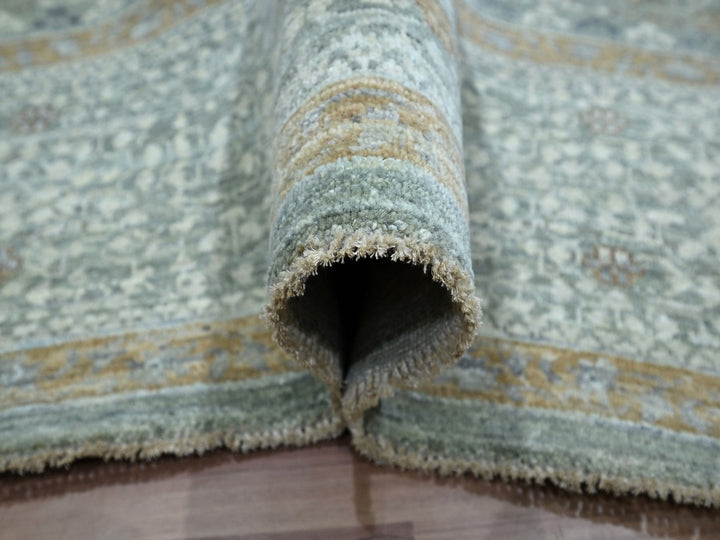 8'10" x 12'3" New Hand Knotted Green Wool Rectangle Oriental Rug - MOA10276854