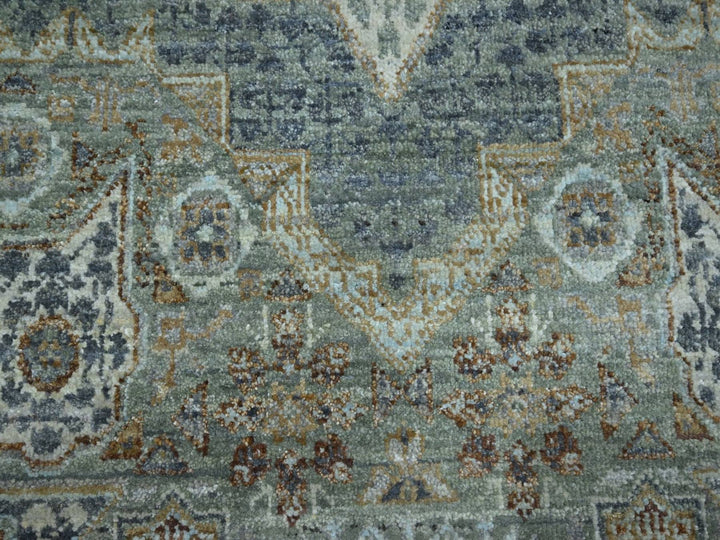 8'10" x 12'3" New Hand Knotted Green Wool Rectangle Oriental Rug - MOA10276854