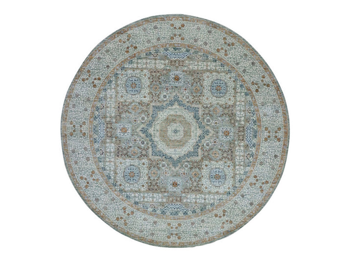 9'7" x 9'9" New Hand Knotted Green Wool Round Oriental Rug - MOA10276855