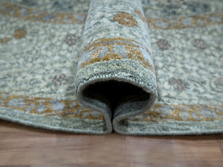 9'7" x 9'9" New Hand Knotted Green Wool Round Oriental Rug - MOA10276855