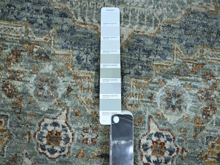 9'7" x 9'9" New Hand Knotted Green Wool Round Oriental Rug - MOA10276855