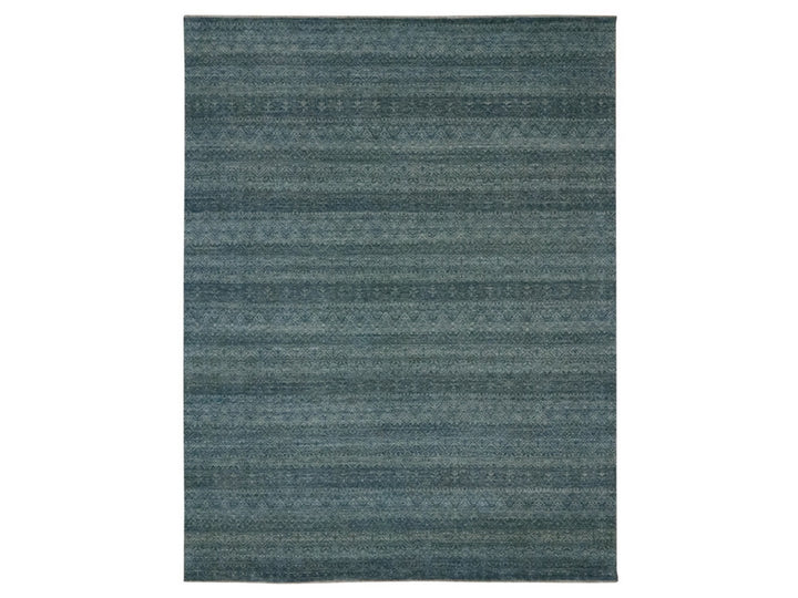 9'1" x 11'11" New Hand Knotted Blue Wool Rectangle Oriental Rug - MOA10276856