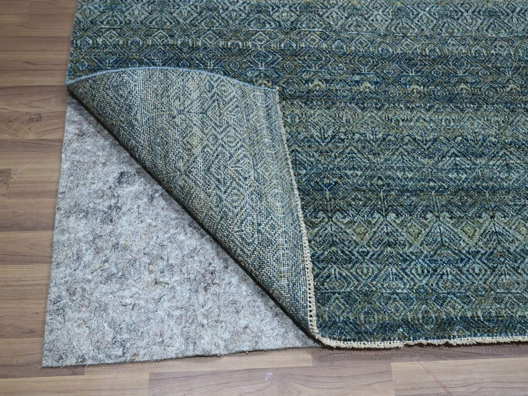 9'1" x 11'11" New Hand Knotted Blue Wool Rectangle Oriental Rug - MOA10276856