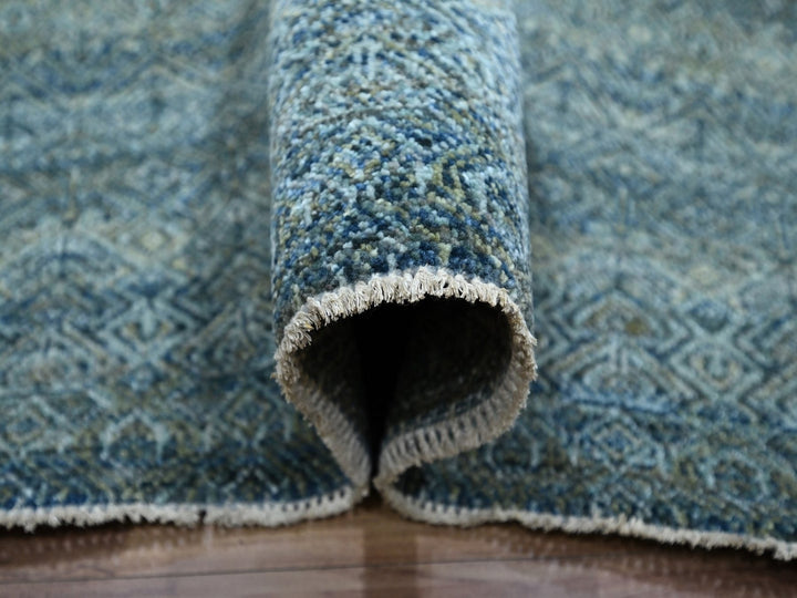 9'1" x 11'11" New Hand Knotted Blue Wool Rectangle Oriental Rug - MOA10276856