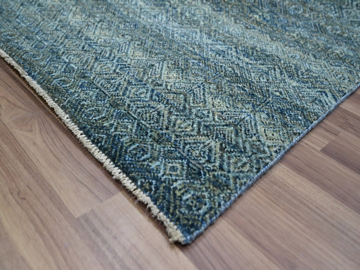 9'1" x 11'11" New Hand Knotted Blue Wool Rectangle Oriental Rug - MOA10276856