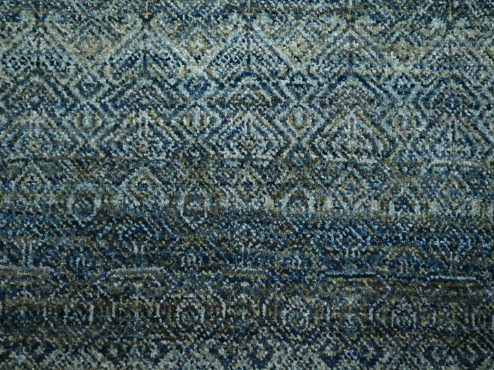 9'1" x 11'11" New Hand Knotted Blue Wool Rectangle Oriental Rug - MOA10276856