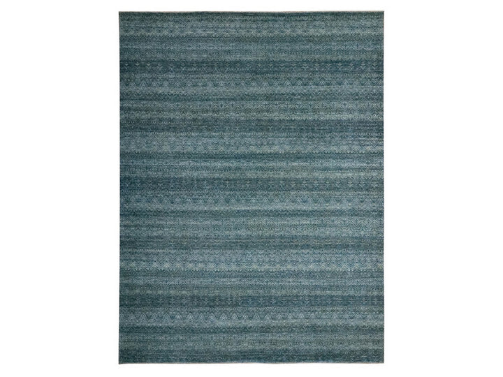 9'1" x 12'0" New Hand Knotted Blue Wool Rectangle Oriental Rug - MOA10276857