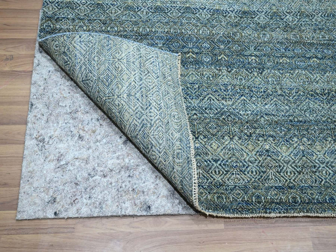 9'1" x 12'0" New Hand Knotted Blue Wool Rectangle Oriental Rug - MOA10276857