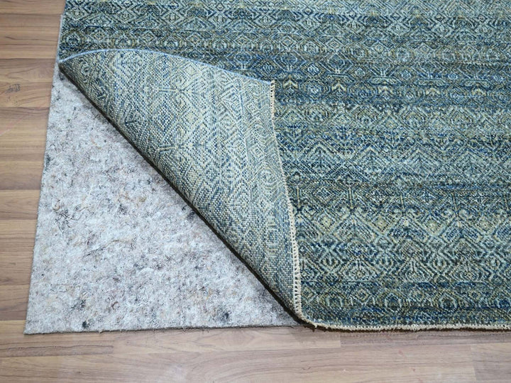 9'1" x 12'0" New Hand Knotted Blue Wool Rectangle Oriental Rug - MOA10276857