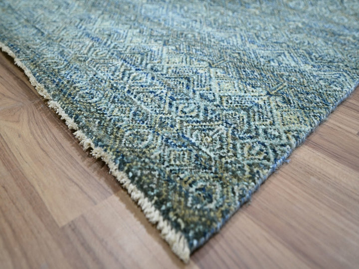 9'1" x 12'0" New Hand Knotted Blue Wool Rectangle Oriental Rug - MOA10276857