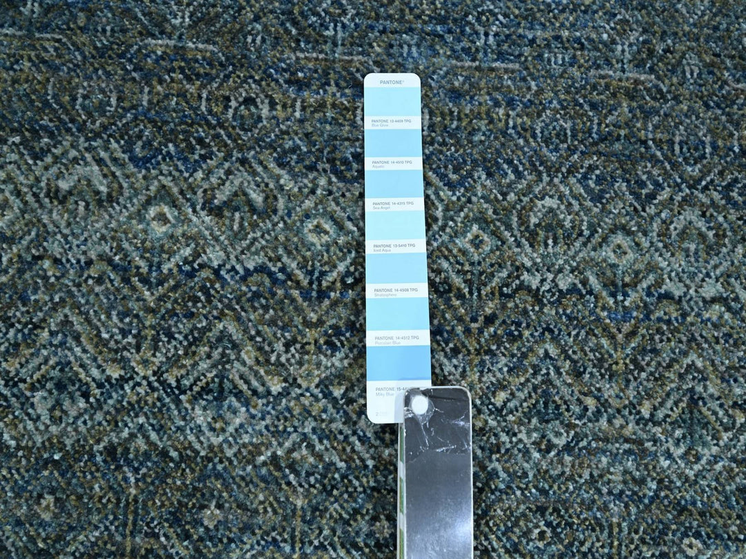 9'1" x 12'0" New Hand Knotted Blue Wool Rectangle Oriental Rug - MOA10276857