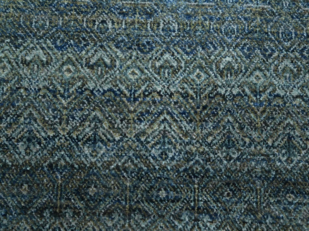 9'1" x 12'0" New Hand Knotted Blue Wool Rectangle Oriental Rug - MOA10276857