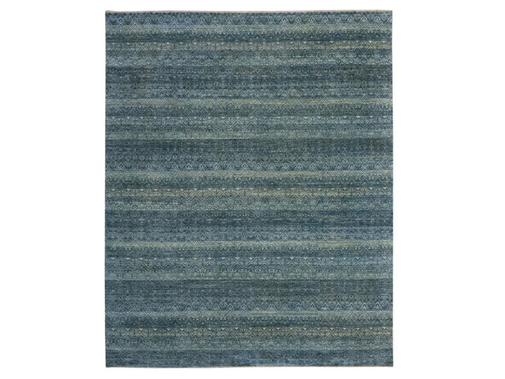 8'1" x 10'0" New Hand Knotted Blue Wool Rectangle Oriental Rug - MOA10276858