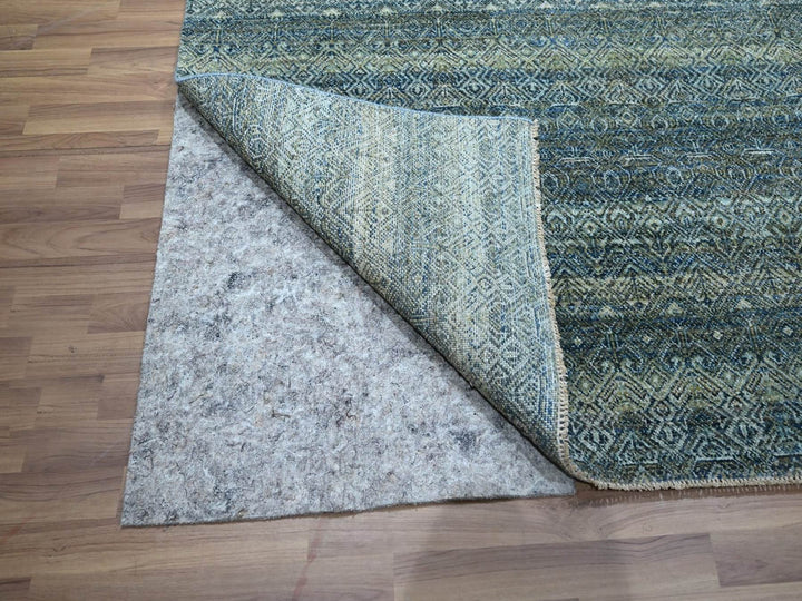 8'1" x 10'0" New Hand Knotted Blue Wool Rectangle Oriental Rug - MOA10276858