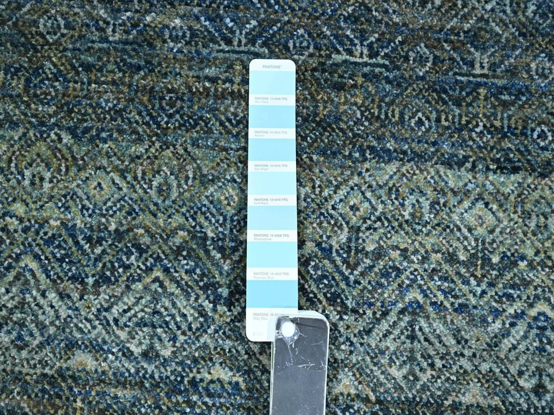 8'1" x 10'0" New Hand Knotted Blue Wool Rectangle Oriental Rug - MOA10276858