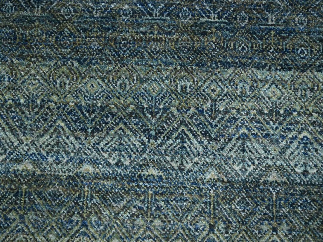 8'1" x 10'0" New Hand Knotted Blue Wool Rectangle Oriental Rug - MOA10276858