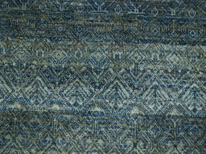8'1" x 10'0" New Hand Knotted Blue Wool Rectangle Oriental Rug - MOA10276858