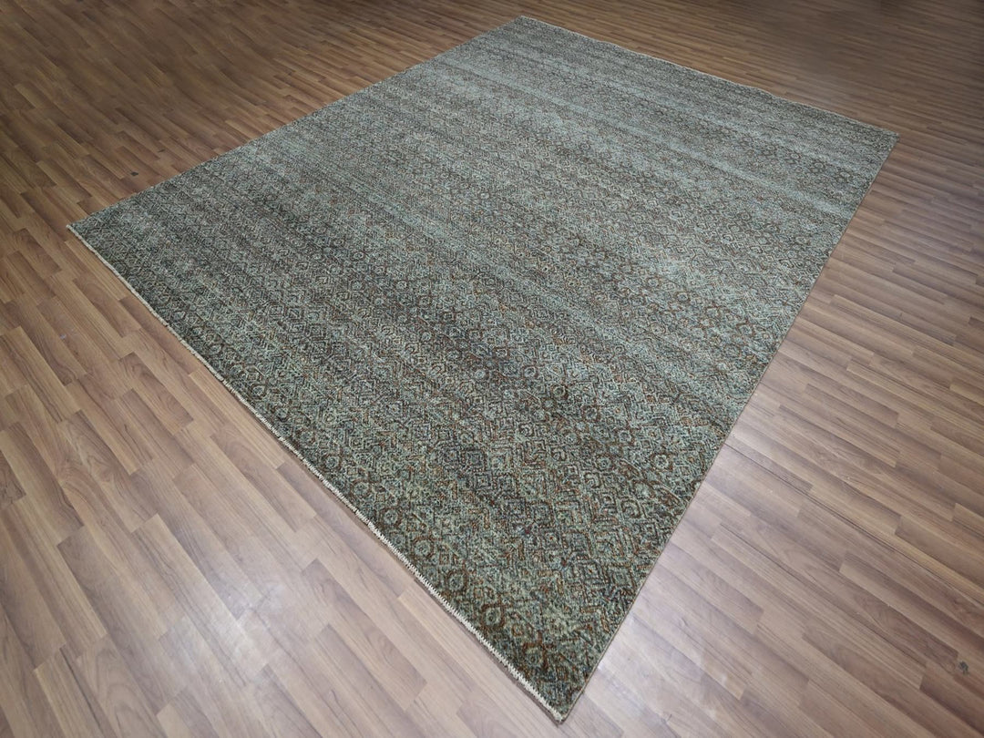 8'0" x 9'10" New Hand Knotted Grey Wool Rectangle Oriental Rug - MOA10276859